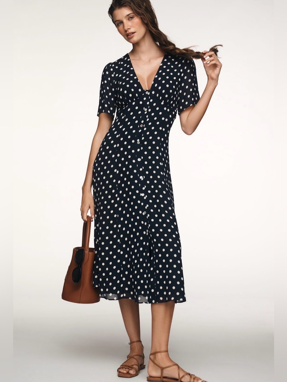 NWT Reformation By Anthropologie Lise Polka Dot Dress SZ 6 - Picture 3 of 5